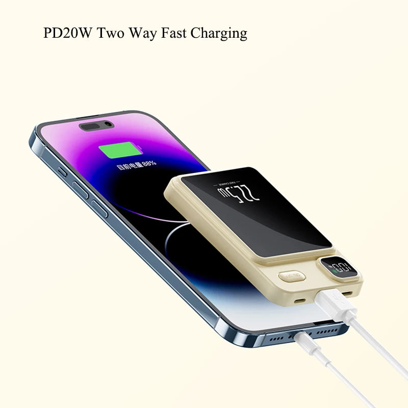 Hot New 22.5W 20000mAh Power Bank Magnetic Super Fast Charging Qi PD20W Wireless Charger Powerbank for iPhone 14 Samsung Huawei
