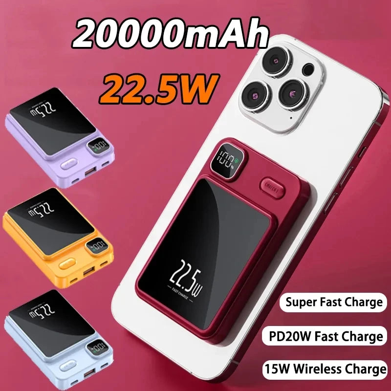 Hot New 22.5W 20000mAh Power Bank Magnetic Super Fast Charging Qi PD20W Wireless Charger Powerbank for iPhone 14 Samsung Huawei